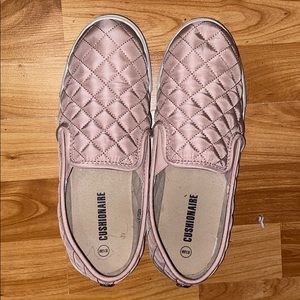 pink slip on sneakers
